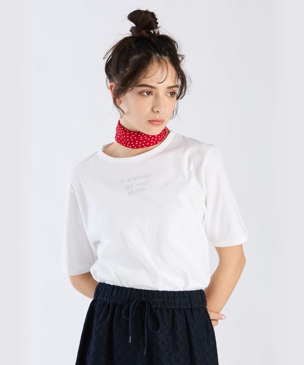 【Outlet】メッセージ プリント 半袖 Tシャツ "Le premier qui voit la mer"