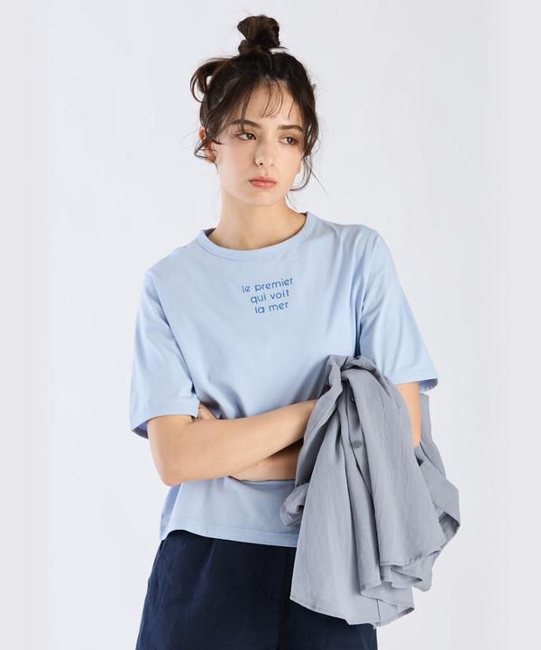 【Outlet】メッセージ プリント 半袖 Tシャツ "Le premier qui voit la mer"