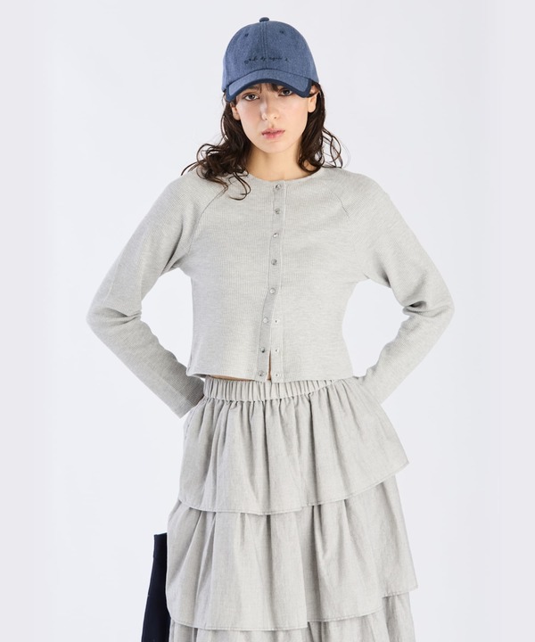 ワッフルコンパクトカーディガン