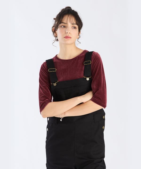 アニエスベー 【新品/訳アリ】agnes b. Tシャツ 両面Vネック 花柄レースネック ショート丈 ラグラン 半袖 綿100% 2 ピンク系 レディース 11030EBI0S137010010003?$VS_1500$