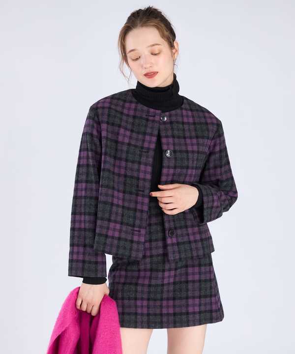 【極美品】TO b by agnis b. ウールロングコート　チェック柄 To b. by agnes b. outer collection