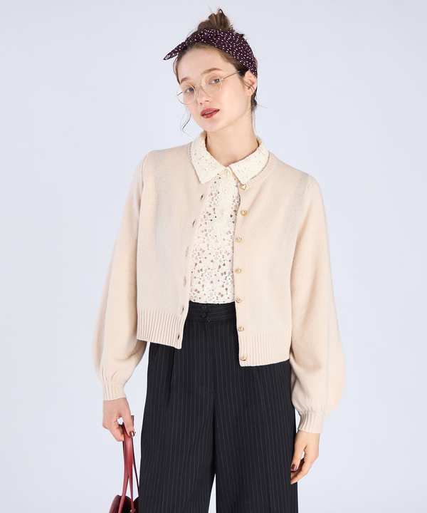 【美品】agnès b. ベージュ ボタン付きカーディガン サイズ2 カーディガン ｜agnès b. FEMME（ファム）｜アニエスベー公式