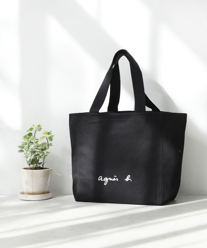 【なバッグで】 新品agnes b. アニエスベー ロゴ付きトートバック キャンバストート さいませ