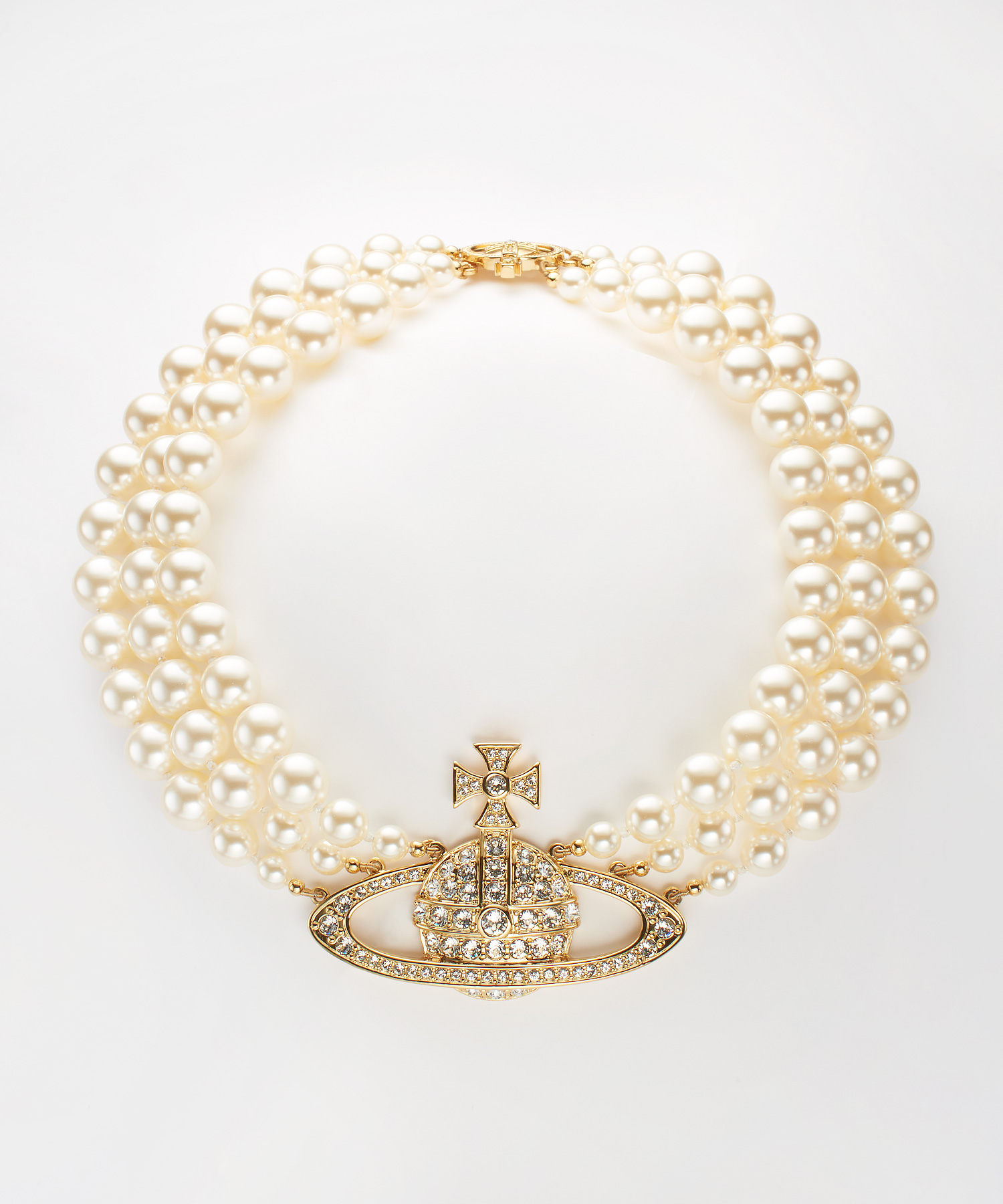 THREE ROW PEARL BAS RELIEF チョーカー (ゴールド)（レディース）（1250942207）｜アクセサリーすべて(ネックレス・ペンダント)｜【公式通販】ヴィヴィアン・ウエストウッド（Vivienne  Westwood）