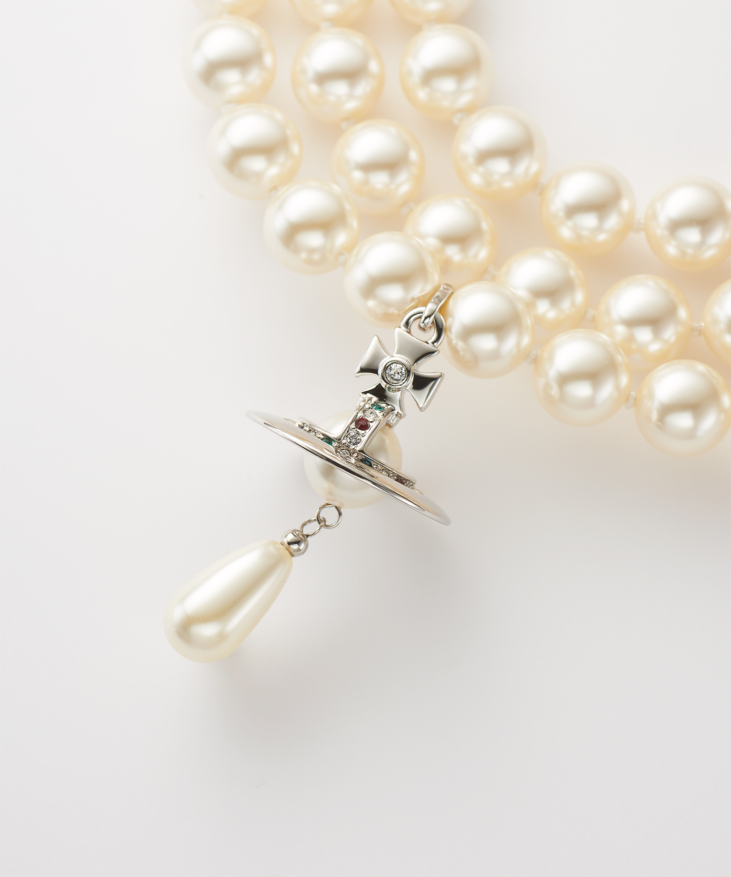 THREE ROW PEARL DROP チョーカー(シルバー )（レディース）（1250942208）｜アクセサリーすべて(ネックレス・ペンダント)｜【公式通販】ヴィヴィアン・ウエストウッド（Vivienne  Westwood）