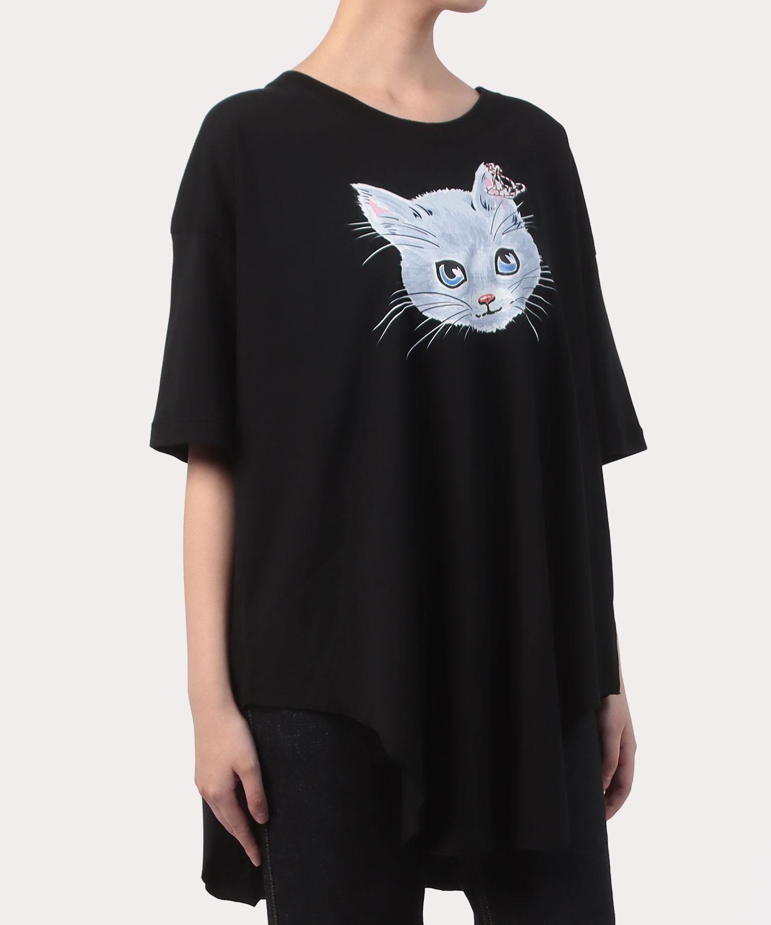 CAT ラウンドヘムTシャツ