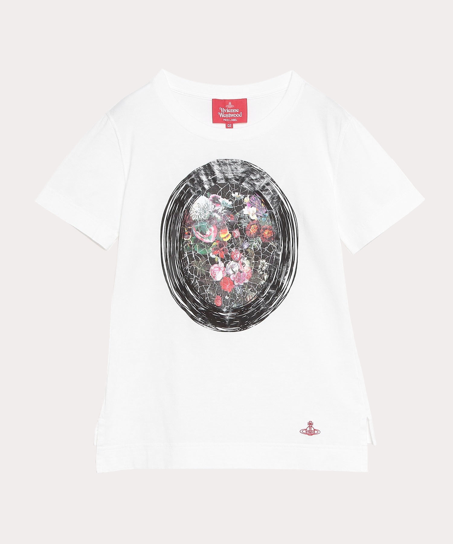 SCRIBBLE FRAME FLOWERS クラシックTシャツ(ホワイト)（レディース