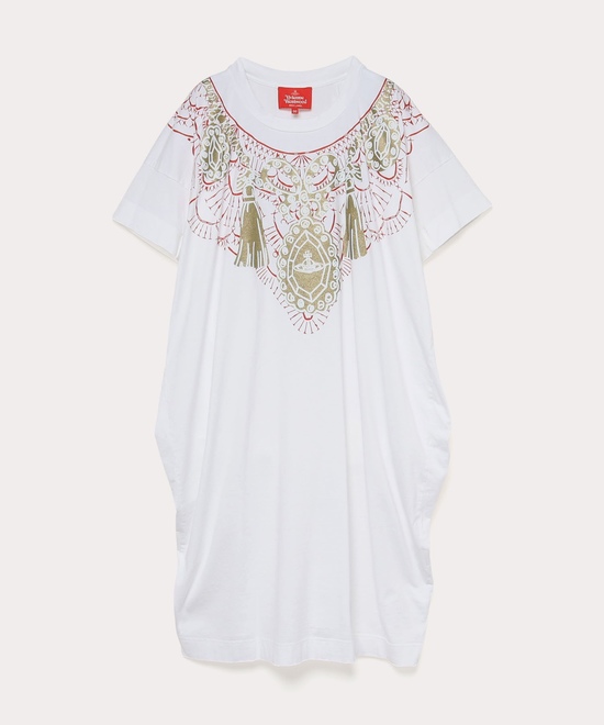 LACE NECKLACE PRINT ジャージーワンピース