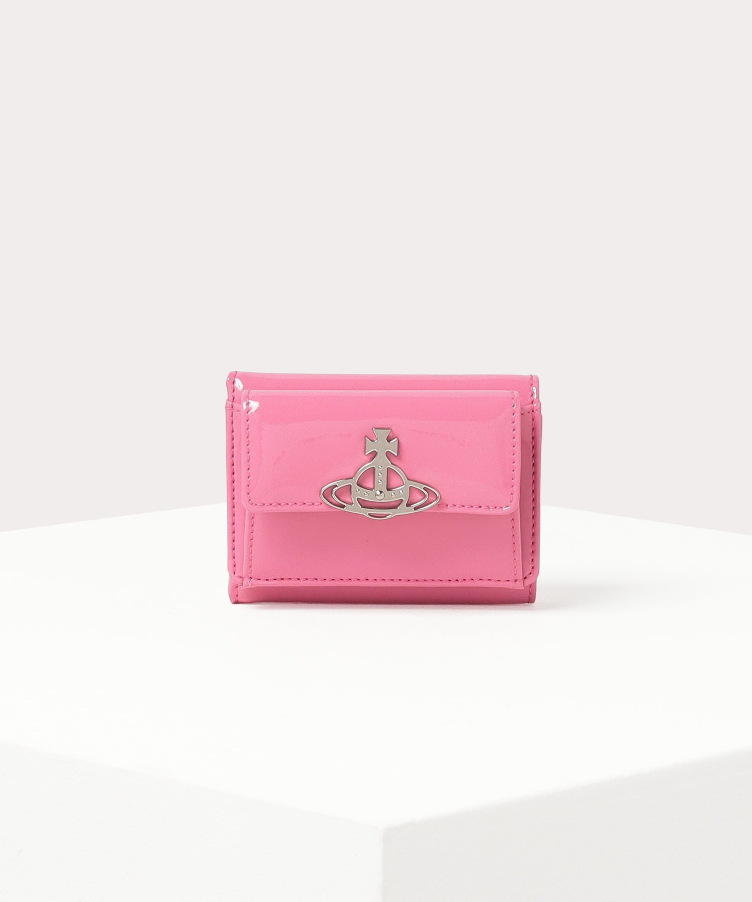 SHINY PATENT 三つ折りミニ財布(ピンク)（メンズ）（239713SW17