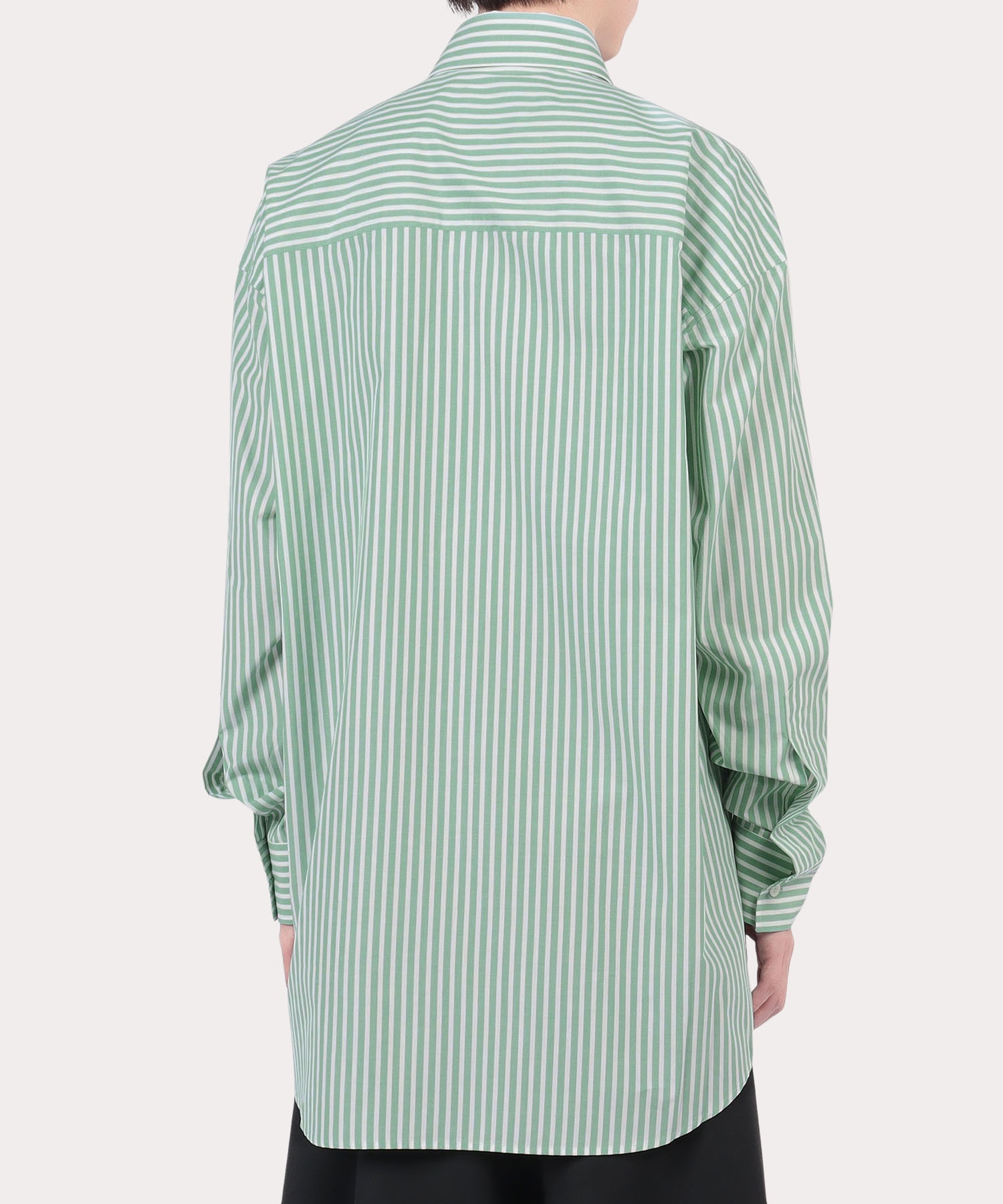 LONDON STRIPE ビッグ クラシックシャツ(グリーン)（メンズ