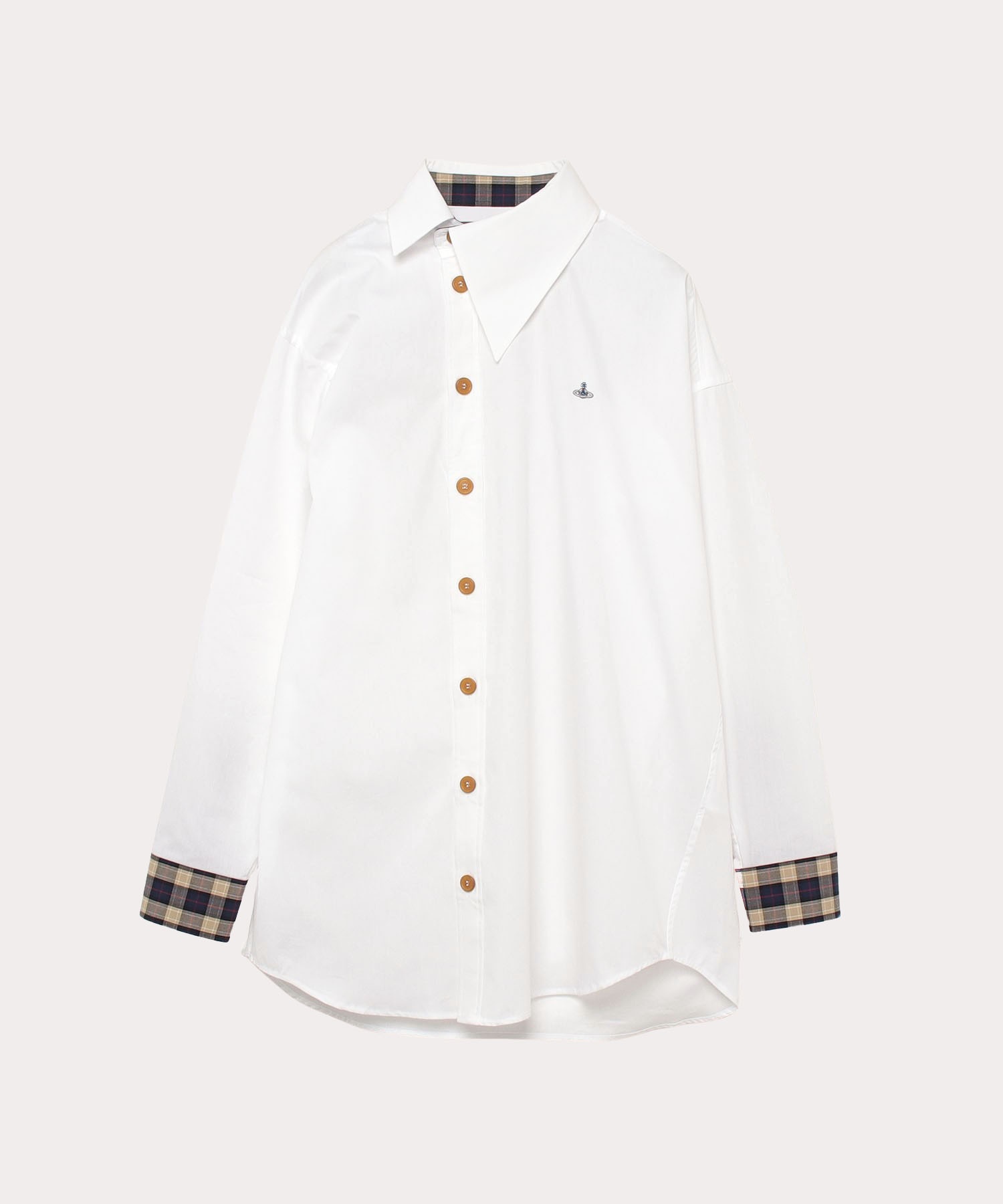 DETAILED CHECK ビッグオジークラークシャツ(ホワイト)（メンズ