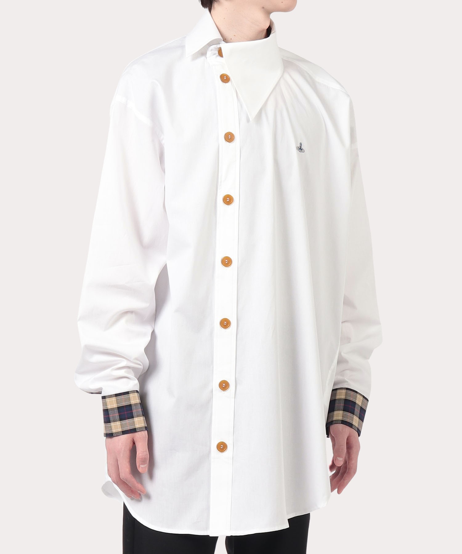 DETAILED CHECK ビッグオジークラークシャツ(ホワイト)（メンズ 