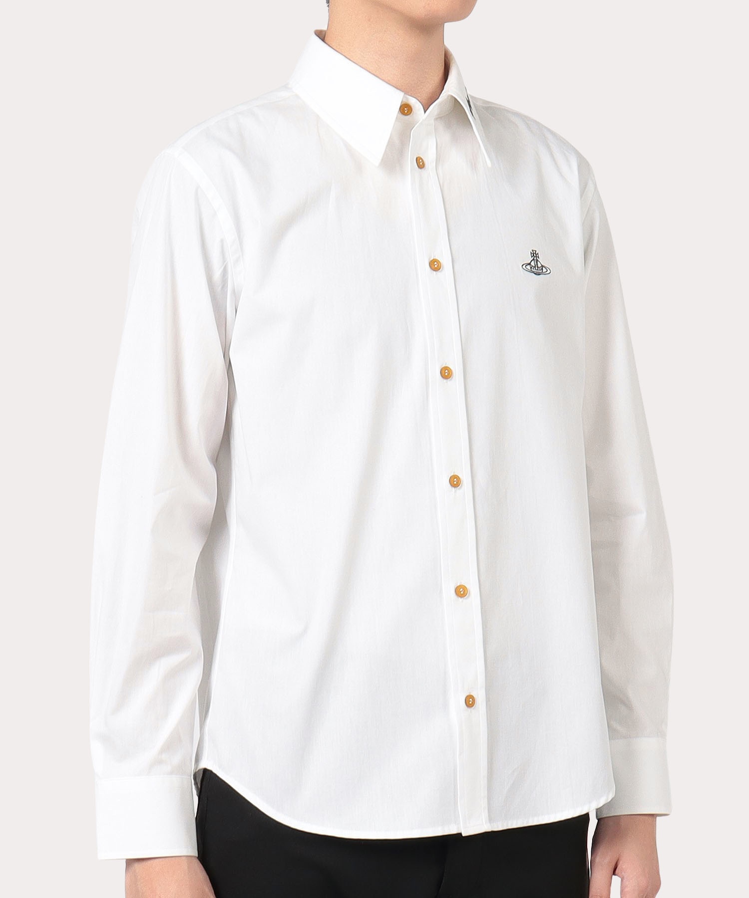 MAN LONDON EMBROIDERY クラシックシャツ(ホワイト)（メンズ