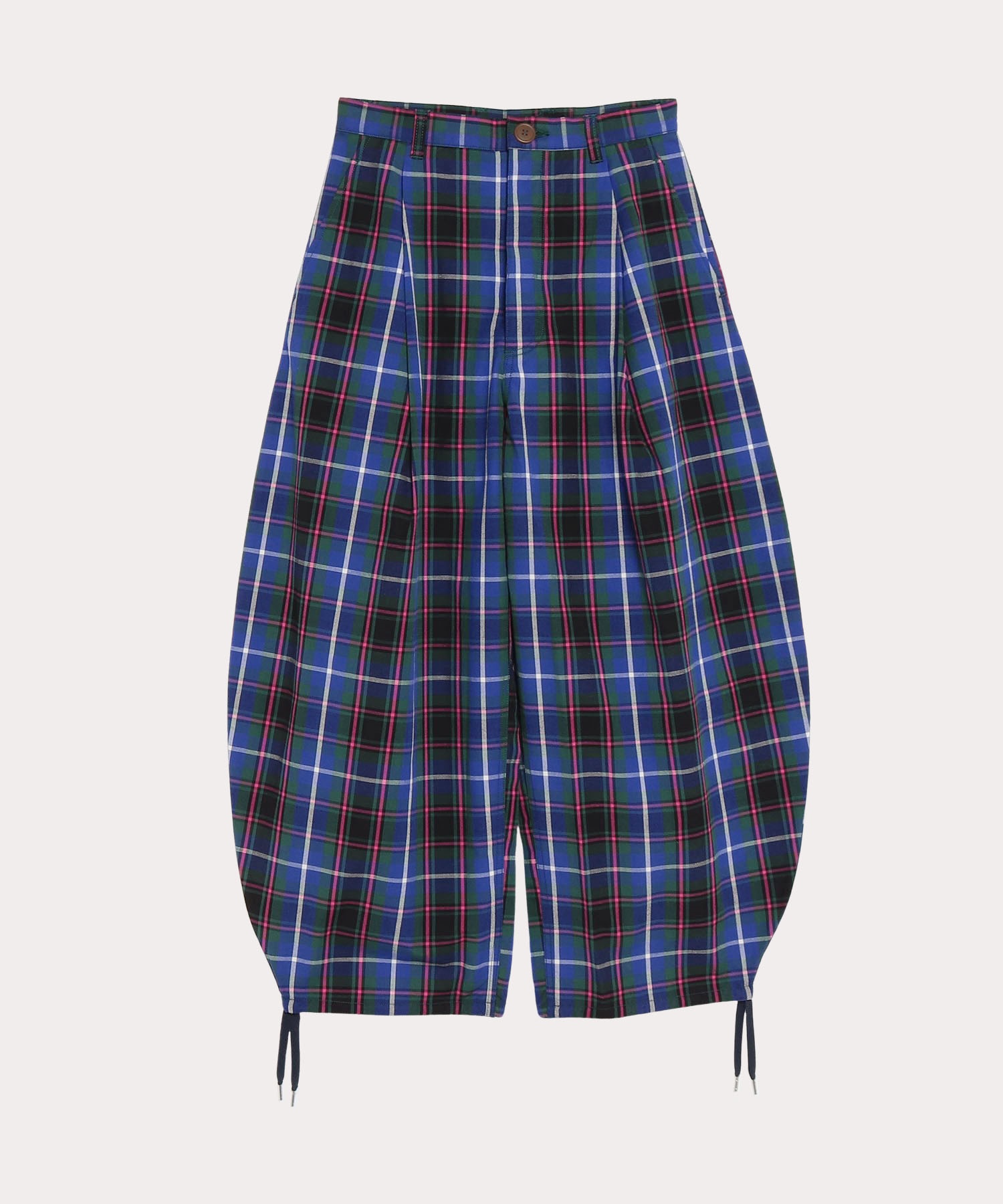 TARTAN CHECK FRONT BACK TUCK トラウザーズ(ネイビー)（メンズ ...