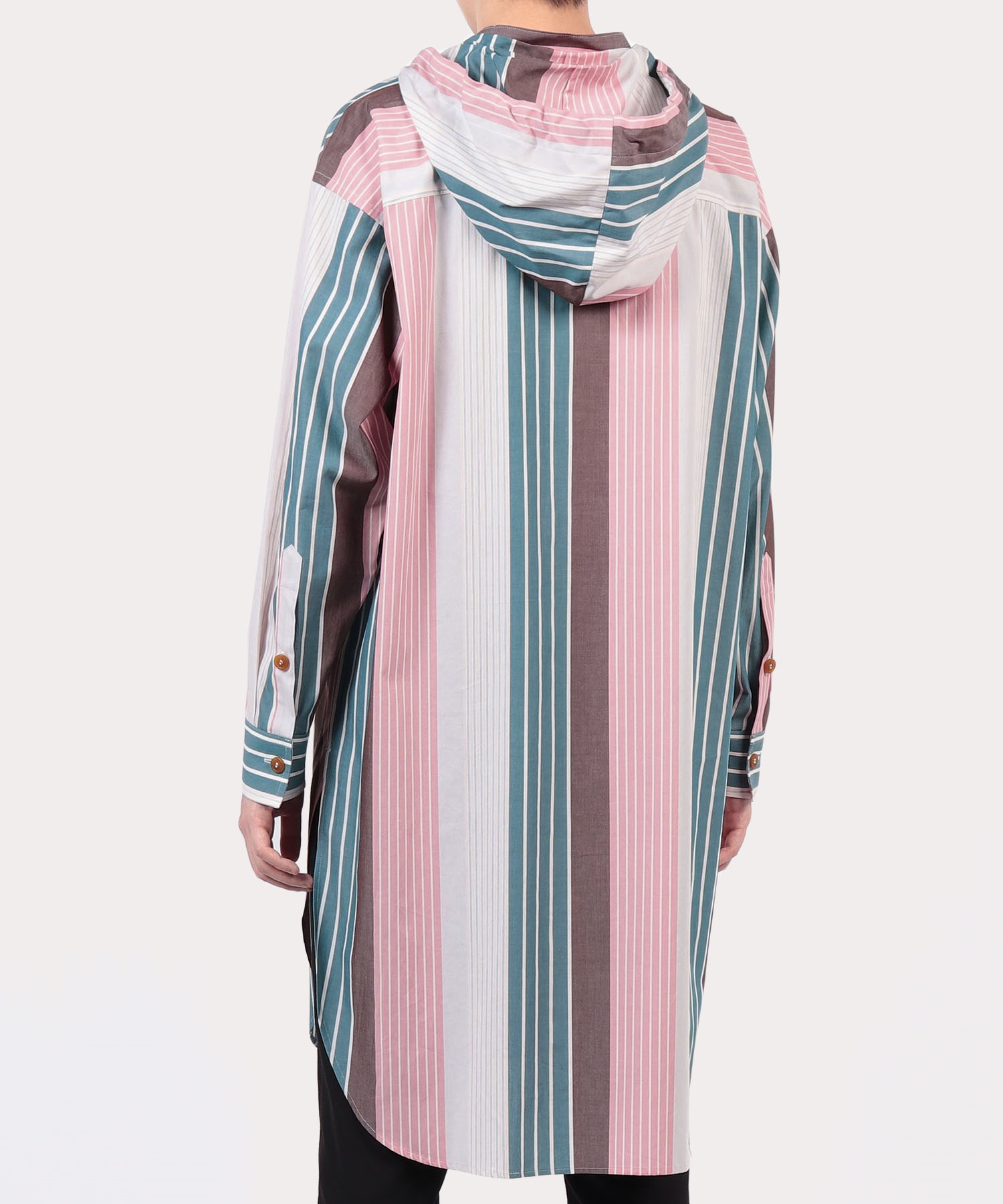 MULTI STRIPE LONG HOODED Vc