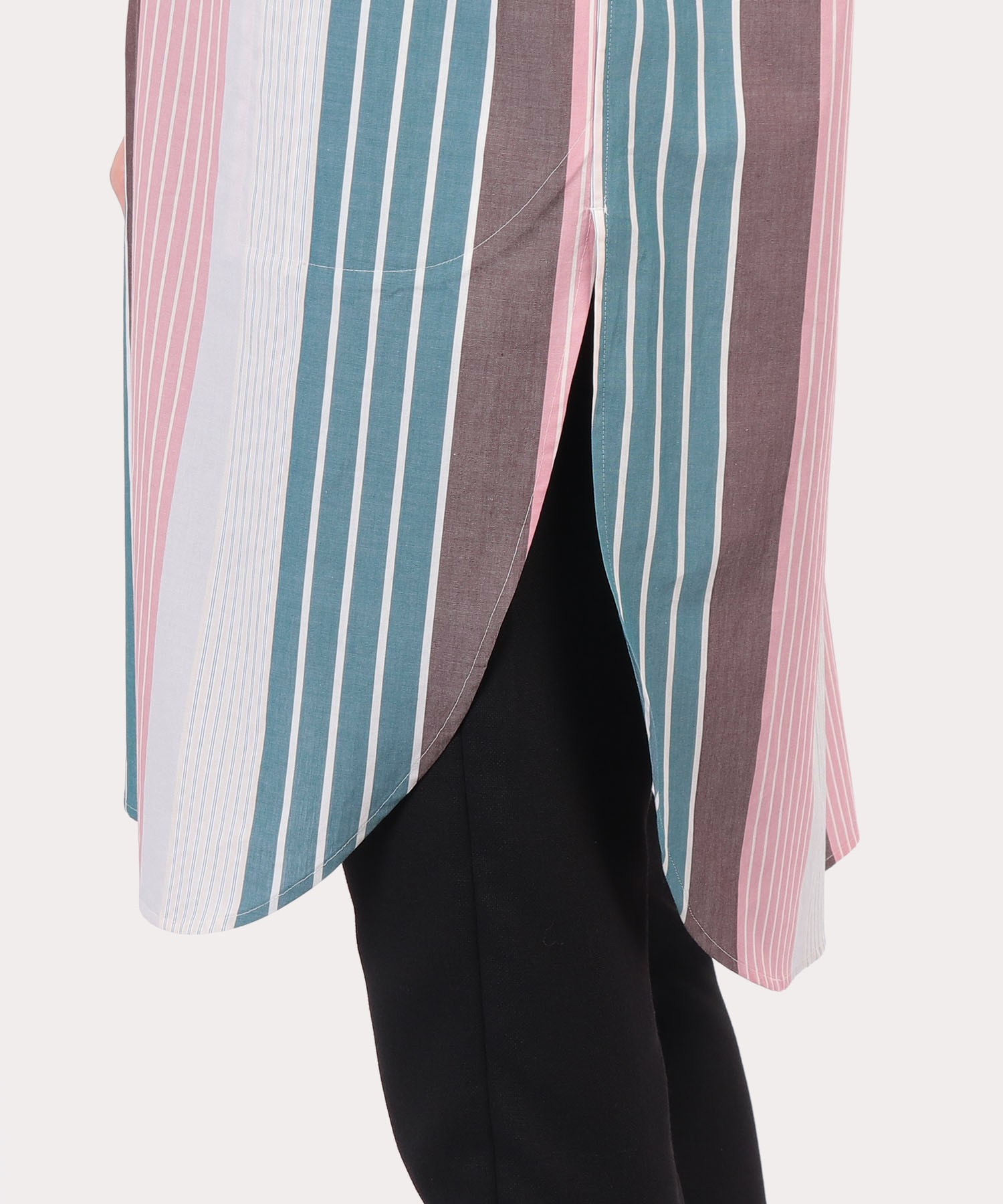 MULTI STRIPE LONG HOODED Vc