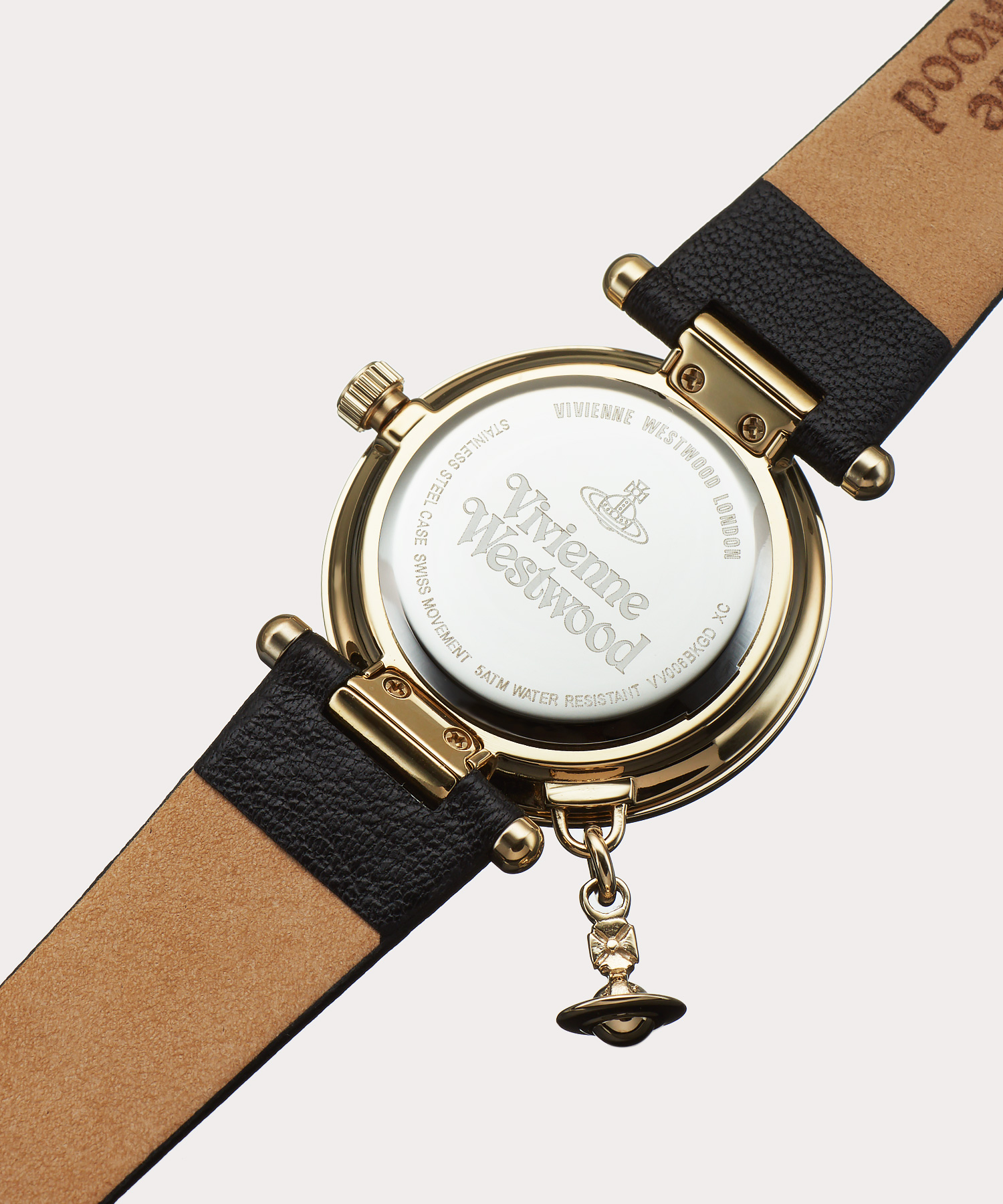 【電池交換済み】 vivienne  腕時計 オーブモチーフ ブラック ゴールド