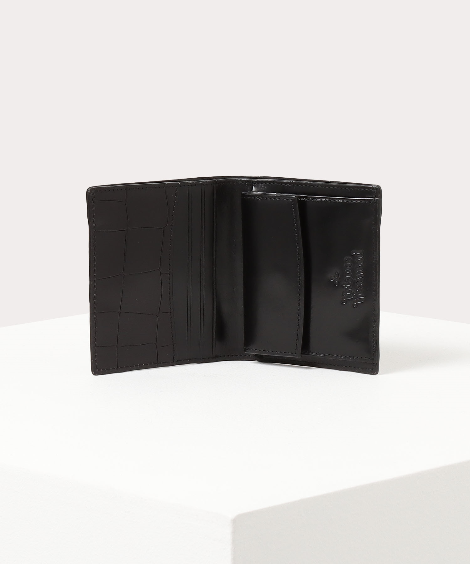 クロコII コンパクト二つ折り財布(ブラック)（メンズ）（VWK654 