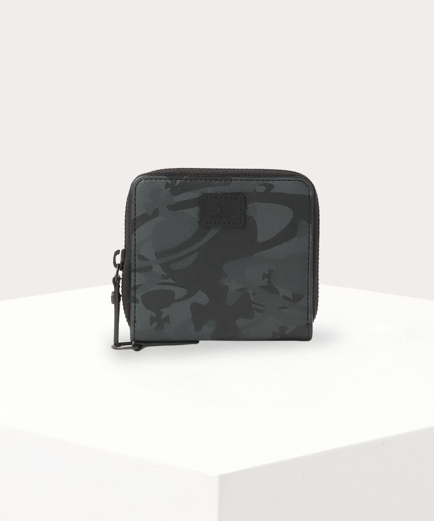 CAMOUFLAGE ORB ラウンドファスナー二つ折り財布(ブラック)（メンズ