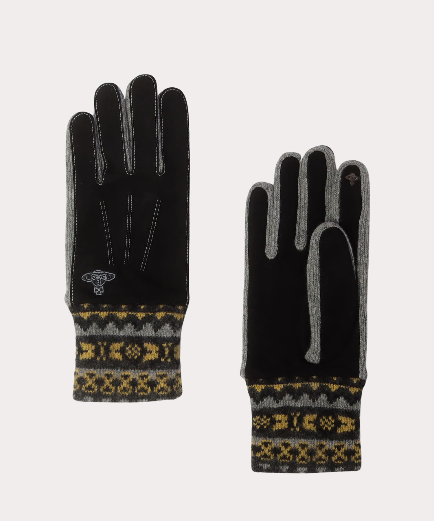FAIRISLE スエードメンズ手袋(ブラック)（メンズ）（3152VW581）｜手袋
